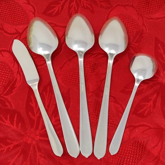5X Serving Pieces 1939 ROYAL ROSE Oneida Nobility Plate Silverplate Spoons Sprea - Picture 8 of 13